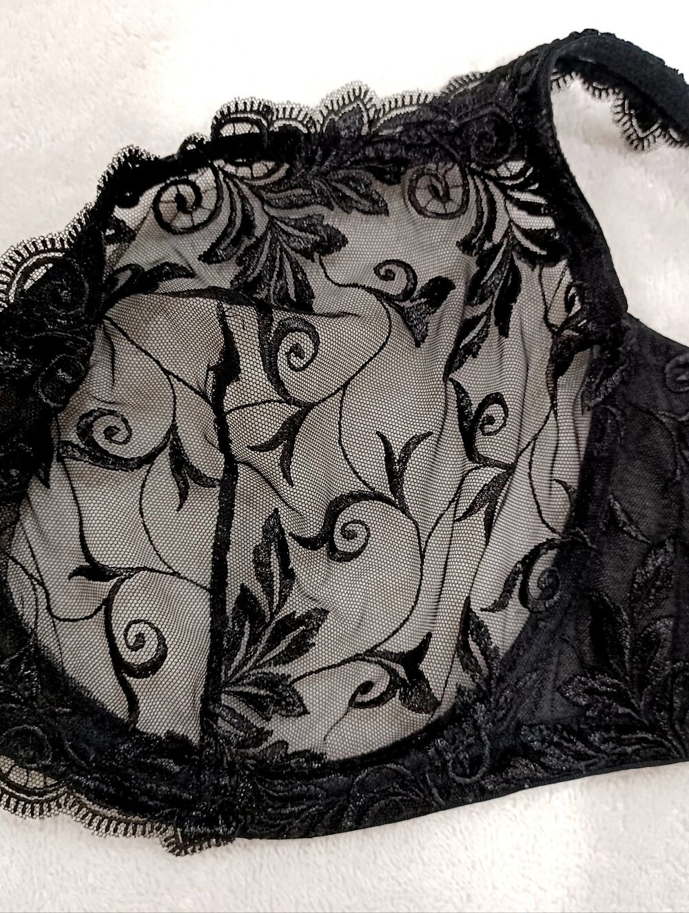 Soma Sensuous Lace Black Sheer Underwire Bra with Floral Embroidery, Size 42D - Picture 5 of 16